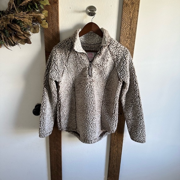 Cozy Sherpa Brown Long Sleeve Pullover 1/4 Zip Women's Small Size Cozy Warm - Picture 3 of 14
